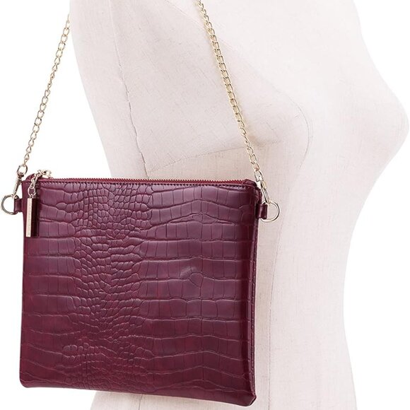 Vegan Clutch Bag Faux Leather Compact Multi-Use Evening Purse - Picture 6 of 6